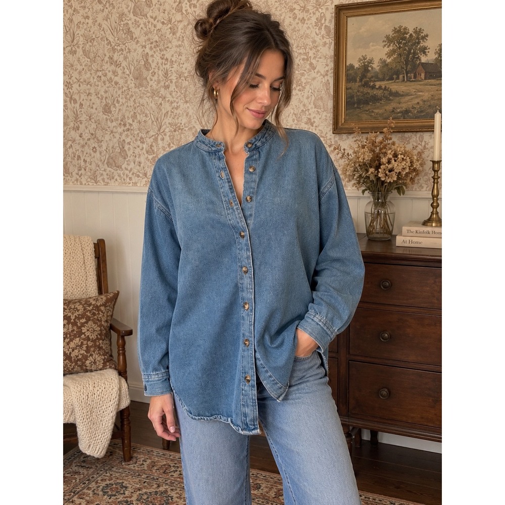 Vintage 90s Rivage Oversized Denim Shirt – Medium
